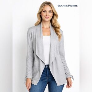 Jeanne Pierre | Gray Draped Open Cardigan | Women’s L | Lightweight | Casual